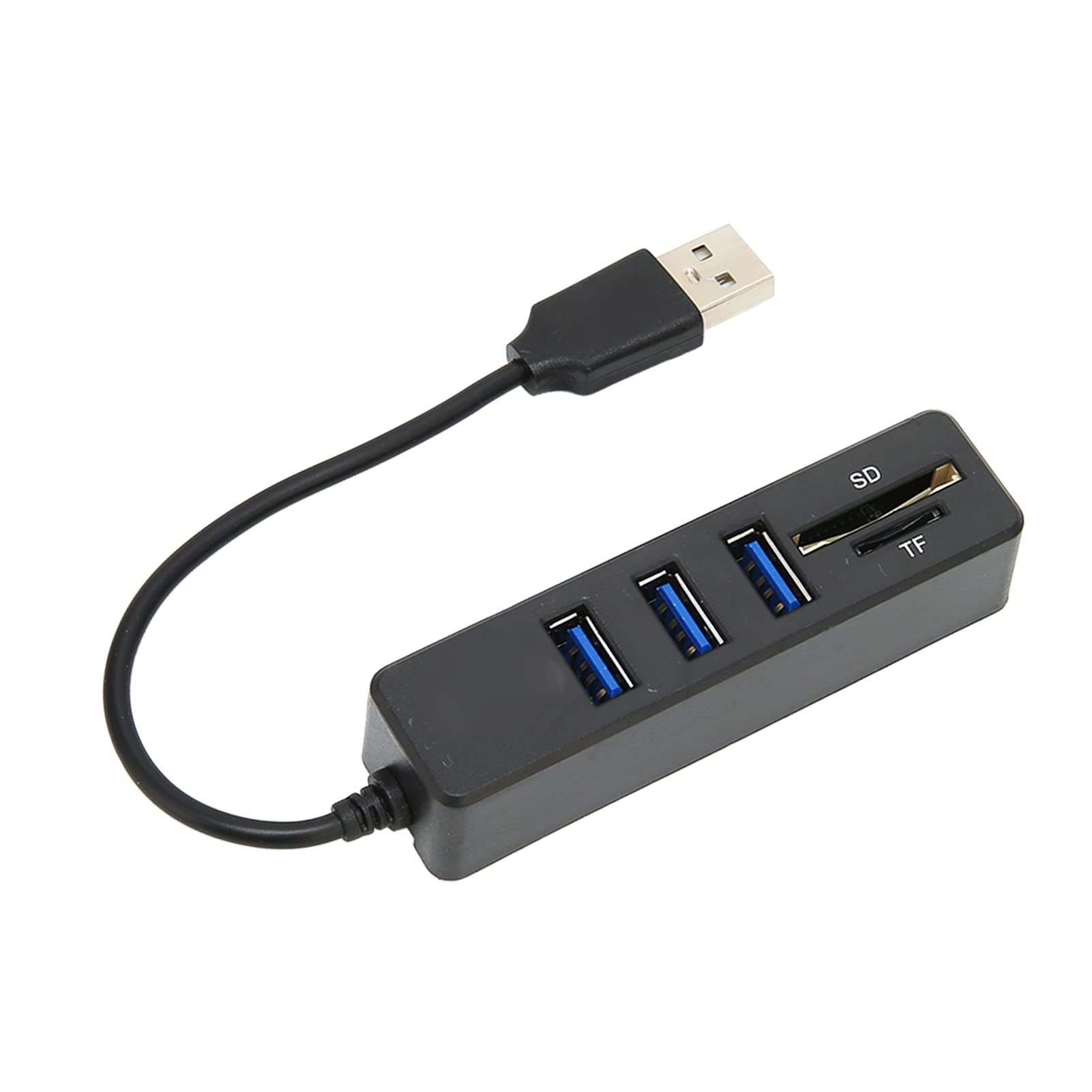 ASHATA USB2.0 Hub, 3 Ports USB Splitter High Speed Memory Card Storage Card Reader USB C Adapter Dongle for Keyboard, Mouse, U Disk, Plug and Play(Black)