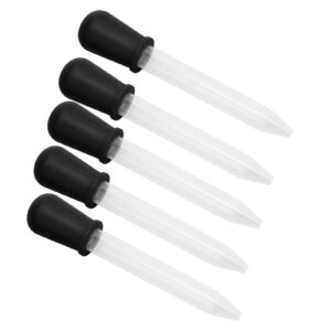 5Pcs Liquid Droppers, 5ml Silicone Material Easy Clean Making Disposable DIY Eye Dropper with Bulb Tip for Kids Candy (Black)