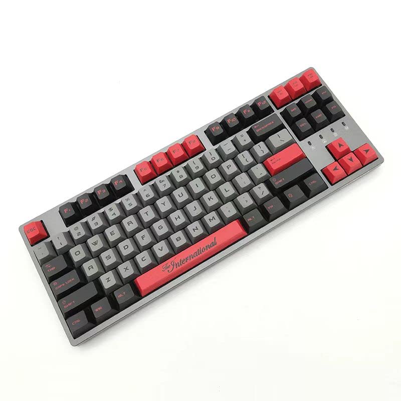 GOTMOKAY DIY Keycap Red&Black Personalise Keycap Cherry PBT Dye-Sublimated 178 Keycaps Cherry Factory Height for Mechanical Gaming Keyboard (Black&Gray)