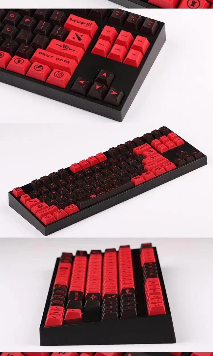 GOTMOKAY DIY Keycap Red&Black Personalise Keycap Cherry PBT Dye-Sublimated 178 Keycaps Cherry Factory Height for Mechanical Gaming Keyboard (Black&Gray)