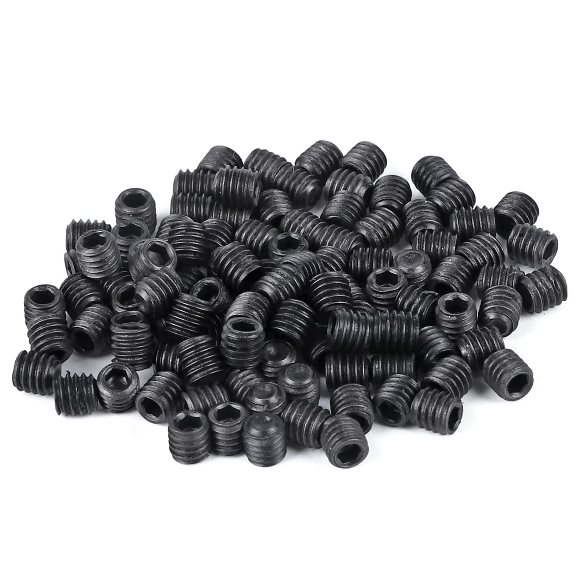 Niooliuk Pack of 100 M3x3mm Metric Carbon Steel Hex Socket Set Flat Point Grub Screws Black for Towel Rack Door Knob