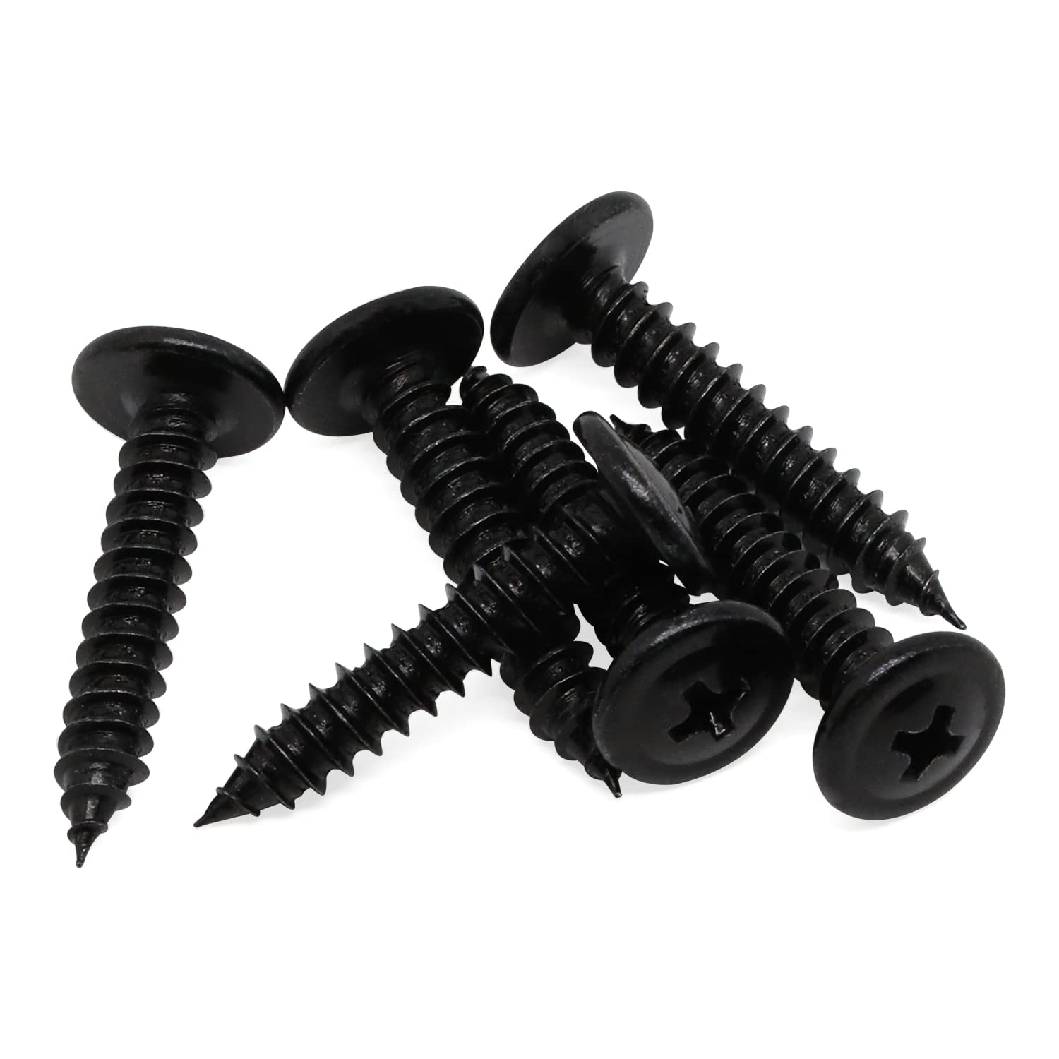 #10 x 1" Black Modified Wafer Truss Head Wood Screws, 50 PCS