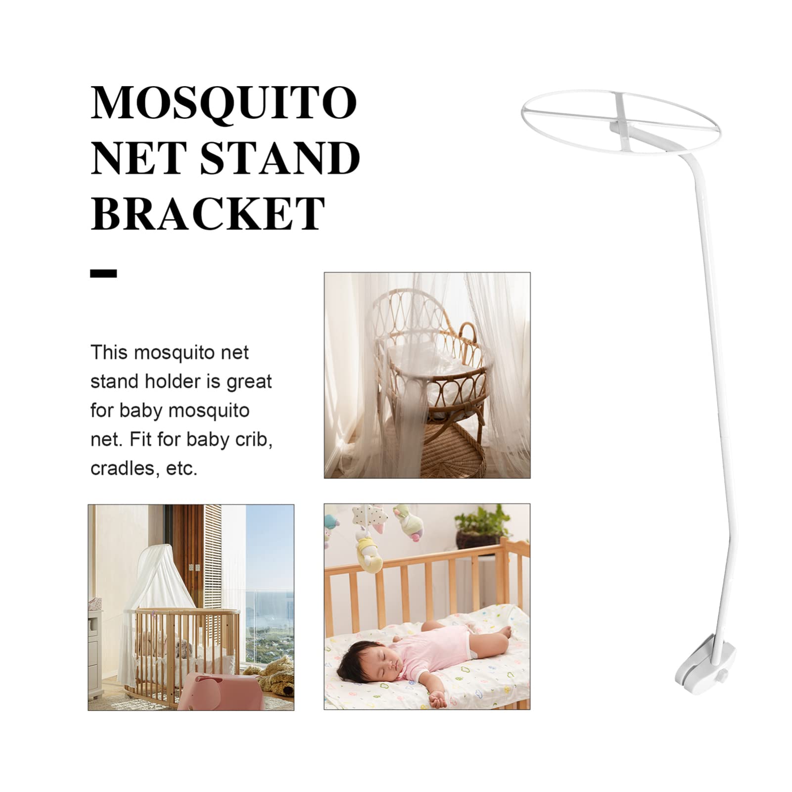 Steel Net Stand Holder Set, Height Adjustable Clip- On Lightweight Crib Canopy Holder Bracket, Net Accessories for Bed