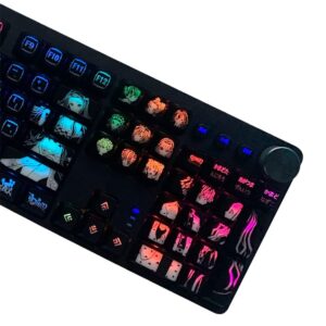 Japanese Anime Demon Slayer Translucent Keycaps 108 PBT Dye Sublimation OEM Profile for Cherry Mx Gateron Kailh Switch Mechanical Keyboard (Only keycaps)