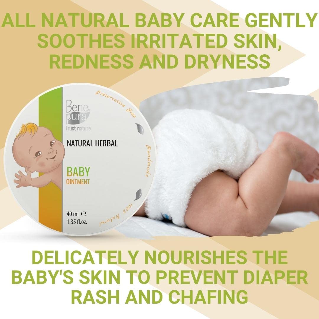 BenePura Diaper Rash Ointment 1.35 fl. Oz - Natural Baby Ointment for Diaper Rash with Calendula and Chamomile - Diaper Rash Cream for Baby - Diaper Cream, Baby Butt Cream, Baby Rash Cream