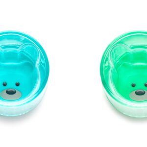 melii Double-Walled Bear Drinking Cup for Toddlers, Kids and Children (Blue + Mint 2 Pack)