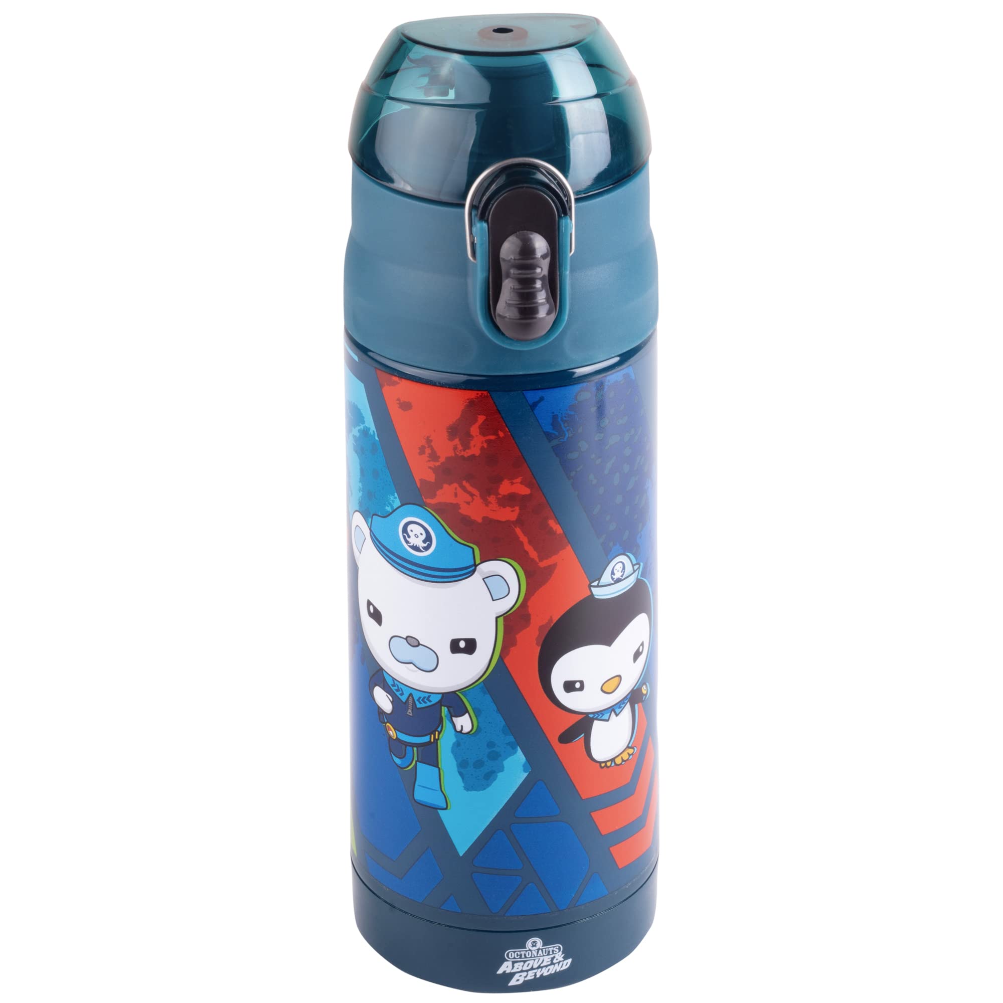 Octonauts Above & Beyond Blue Stainless Steel 13 oz Insulated Water Bottle for Kids - Spill Proof Lid, Easy to Use, Reusable - Keep Liquids Hot/Cold For Hours - Great for Travel, School, Sports, Camp