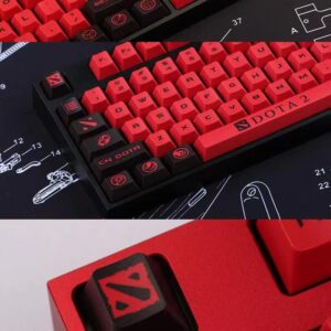 GOTMOKAY DIY Keycap Red&Black Personalise Keycap Cherry PBT Dye-Sublimated 178 Keycaps Cherry Factory Height for Mechanical Gaming Keyboard (Black&Gray)