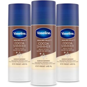 unilever vaseline cocoa shimmer jelly stick glow up body luminizer for dewy radiant skin 1.4 oz - 3 count