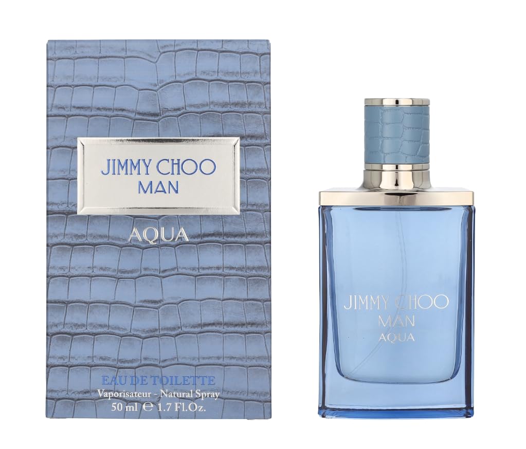 JIMMY CHOO Man Aqua Eau de Toilette - Long Lasting Fragrance with notes of Grapefruit, Geranium & Salty Moss - Sweet & Woody - 1.7 fl. oz.