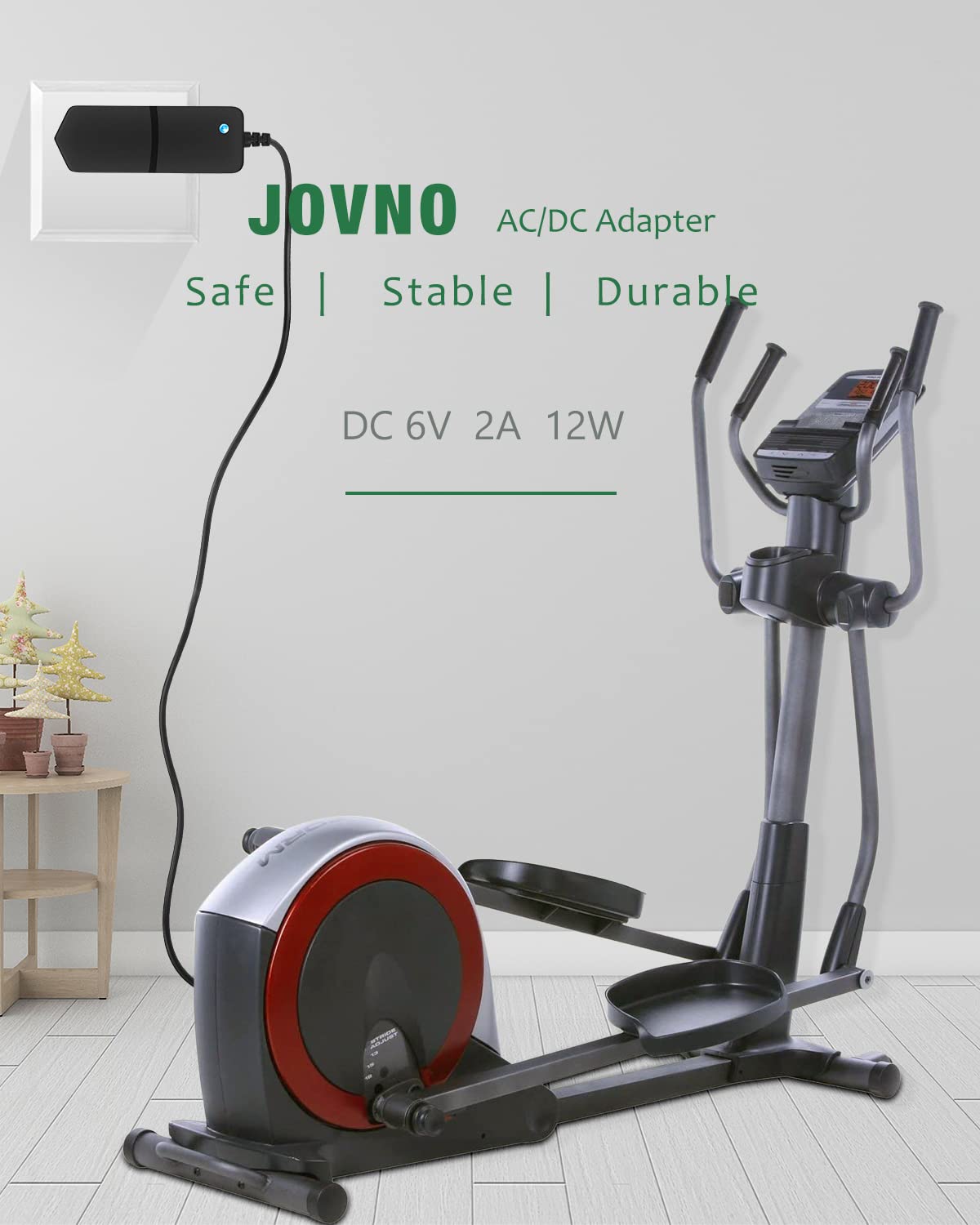 JOVNO 6V 2A AC Power Adapter Compatible with Ellipticals and Trainer Bikes Power Supply Commercial 400/VR AudioStrider A.C.T. Pro 800 600 U300 R400 CX925 CX938 CX1000 ASR 630 700, 6.6ft