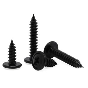 #10 x 1" Black Modified Wafer Truss Head Wood Screws, 50 PCS