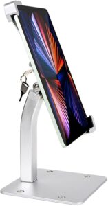 woleyi anti-theft desktop tablet kiosk stand holder, heavy duty countertop tablet pos display mount with security lock and key, compatible with ipad pro/air/mini, galaxy tabs, more 7-11" tablets