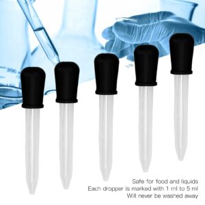 5Pcs Liquid Droppers, 5ml Silicone Material Easy Clean Making Disposable DIY Eye Dropper with Bulb Tip for Kids Candy (Black)