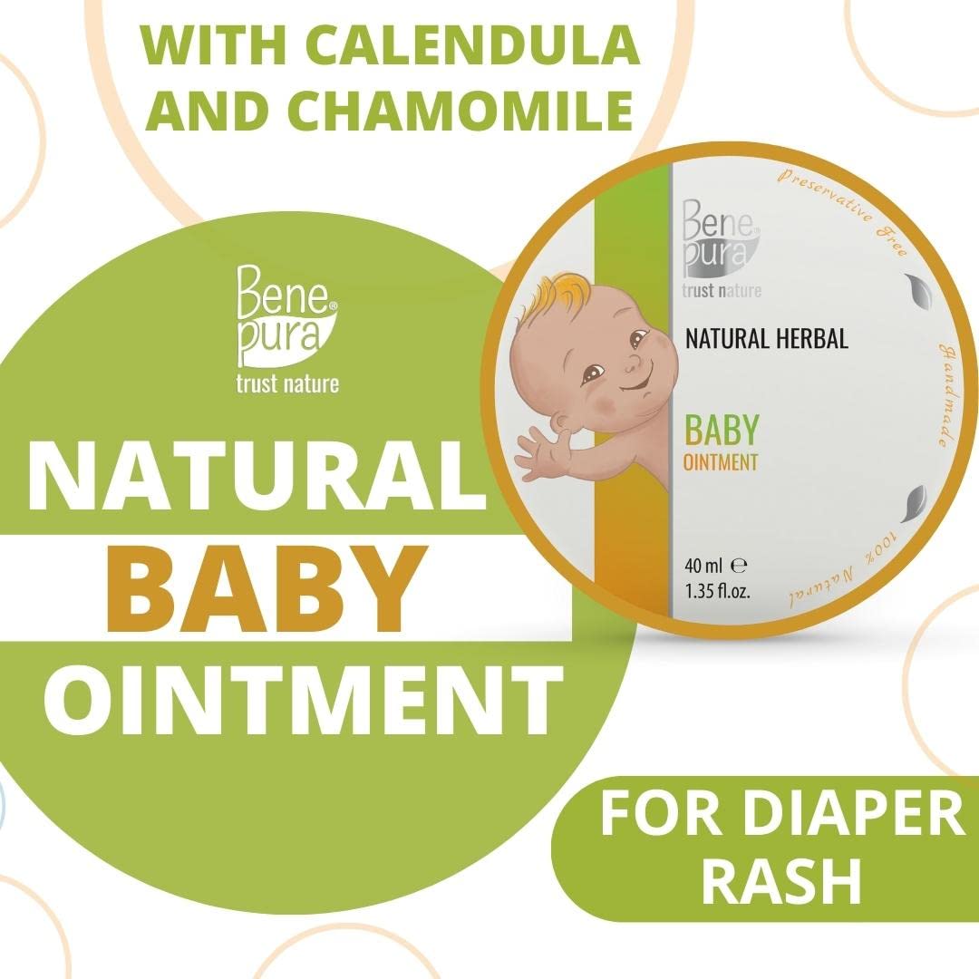 BenePura Diaper Rash Ointment 1.35 fl. Oz - Natural Baby Ointment for Diaper Rash with Calendula and Chamomile - Diaper Rash Cream for Baby - Diaper Cream, Baby Butt Cream, Baby Rash Cream