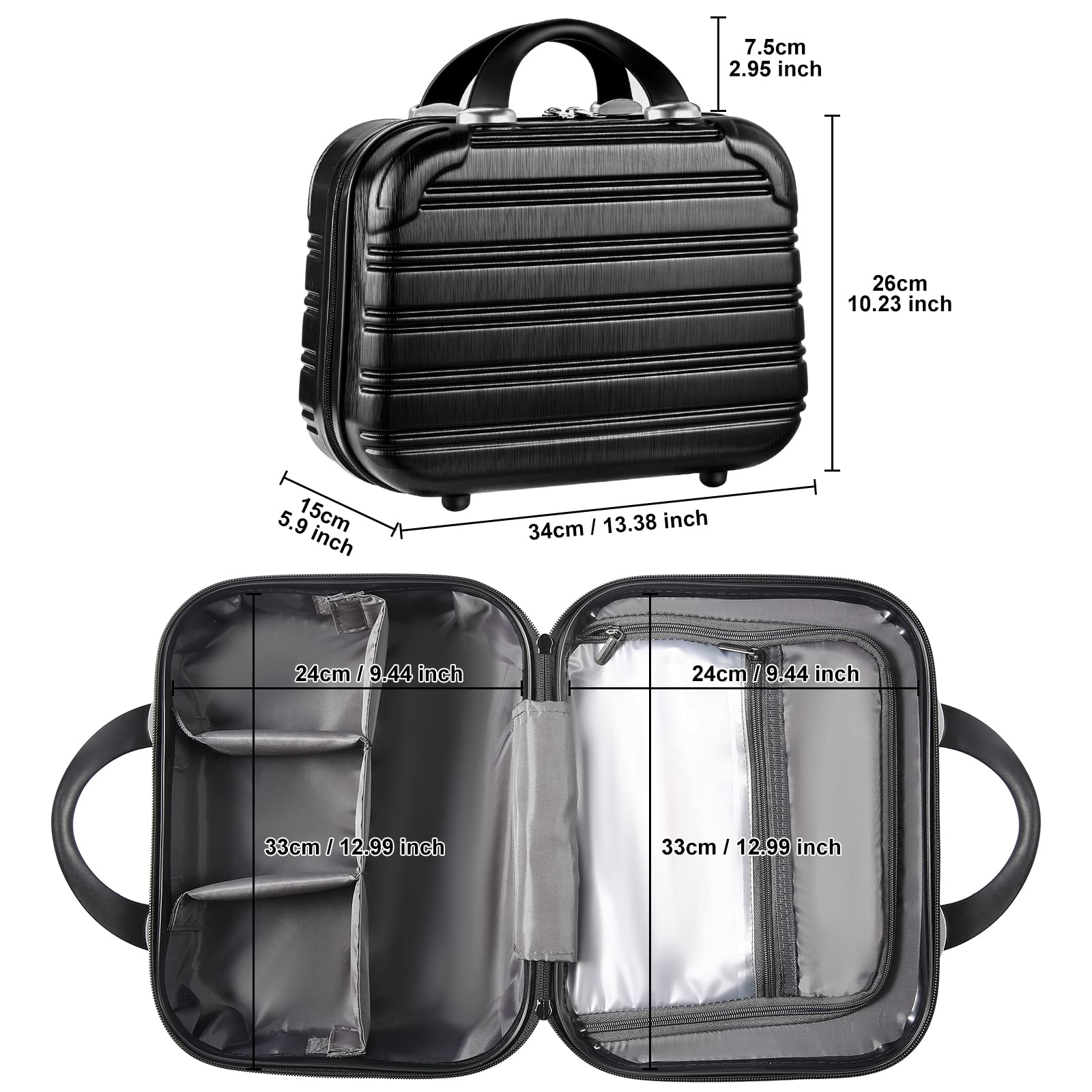 14inch Makeup Train Case PC ABS Cosmetic Case Hardshell Makeup Bag Organizer Valentines Day Gifts for Him Women Travel Outside Activity