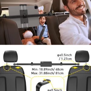 Car Tablet Holder Mount for iPad: Headrest Tablet Stand for Car Back Seat Compatible with iPad Pro Air Mini | Galaxy Tab | Kindle Fire HD | Switch OLED or Other 4.7-12.9" Devices