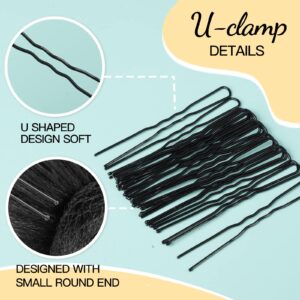 FANDAMEI Hair Nets, U Shaped Hair Pins Set - 20 Invisible Elastic Mesh Nets, 40 Bun Maker Pins for Women, Girls, Ballet Dance (Black)