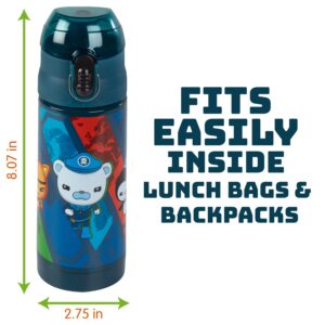 Octonauts Above & Beyond Blue Stainless Steel 13 oz Insulated Water Bottle for Kids - Spill Proof Lid, Easy to Use, Reusable - Keep Liquids Hot/Cold For Hours - Great for Travel, School, Sports, Camp