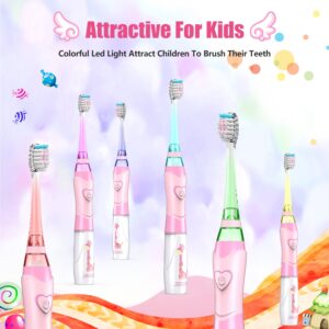 DADA-TECH Kids Electric Toothbrush, Soft Battery Tooth Brush with Timer (Pink+ Blue)