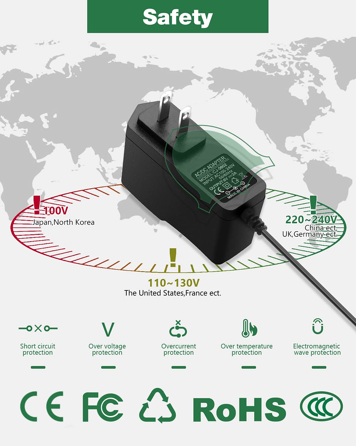 JOVNO 6V 2A AC Power Adapter Compatible with Ellipticals and Trainer Bikes Power Supply Commercial 400/VR AudioStrider A.C.T. Pro 800 600 U300 R400 CX925 CX938 CX1000 ASR 630 700, 6.6ft