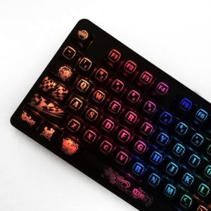 Japanese Anime Demon Slayer Translucent Keycaps 108 PBT Dye Sublimation OEM Profile for Cherry Mx Gateron Kailh Switch Mechanical Keyboard (Only keycaps)