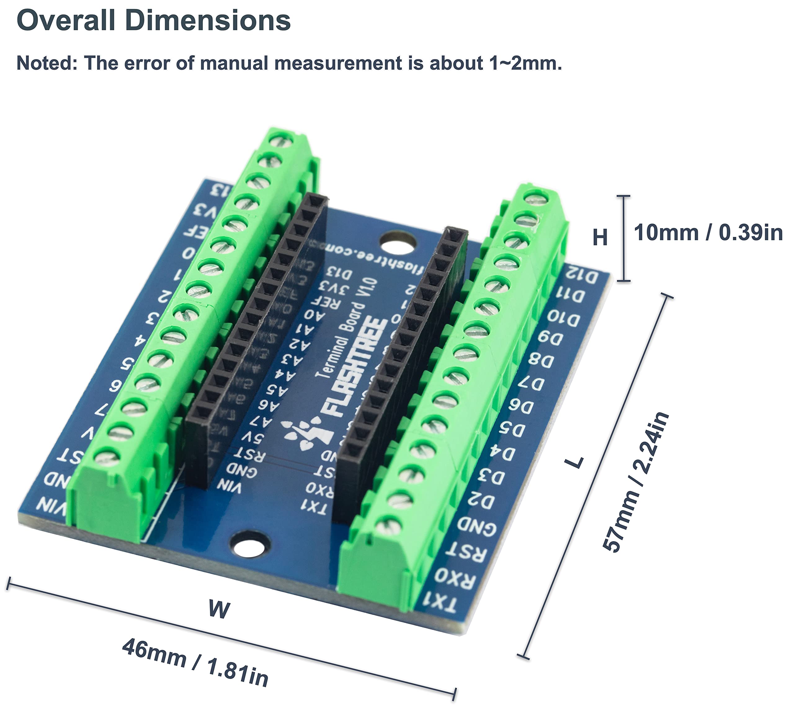 3pcs for Nano Breakout Board Terminal 3.81mm / 0.15" Expansion Shield for Arduino Nano V3.0 AVR ATMEGA328P Module (Blue)