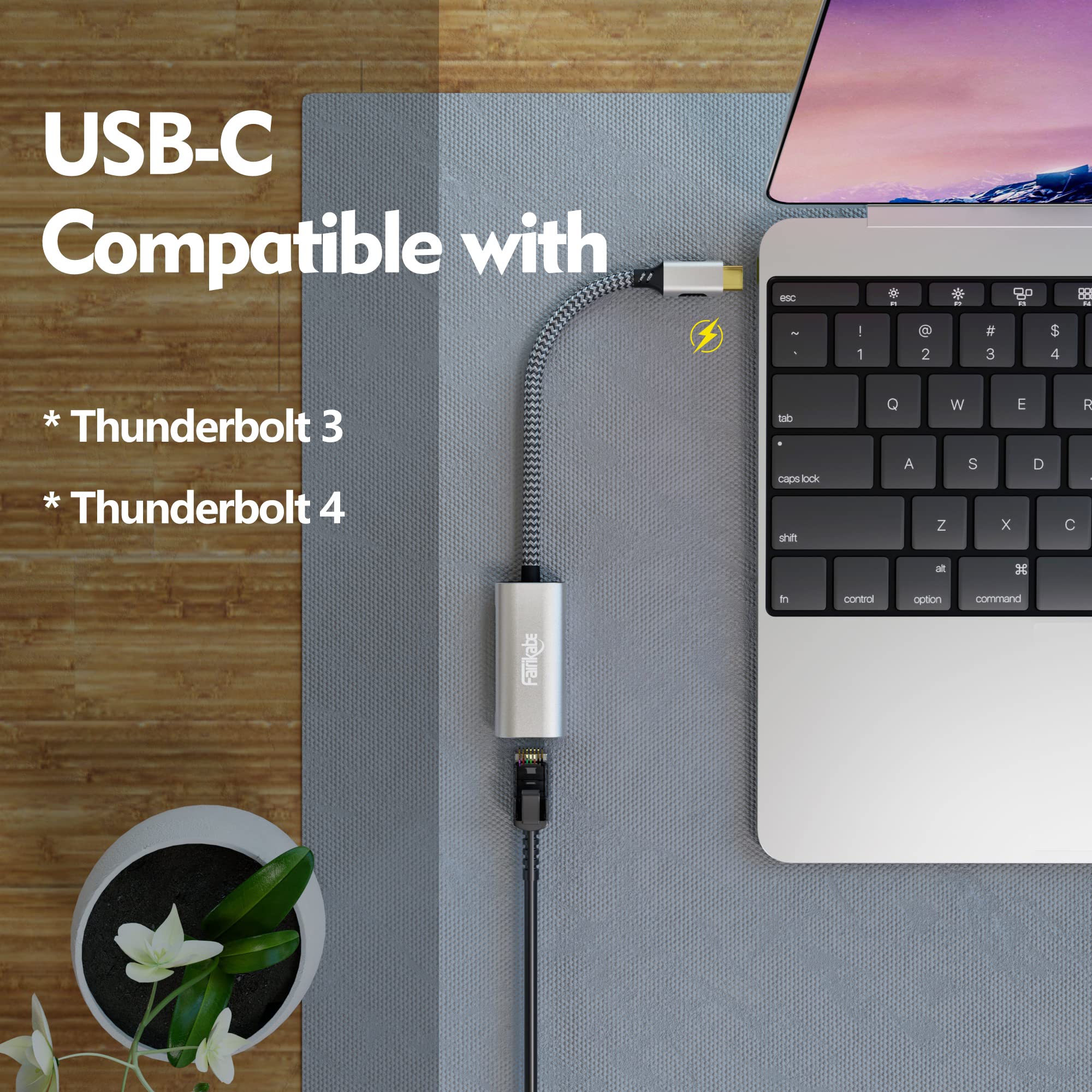 USB C to 2.5G Ethernet Adapter, USB Type C to Gigabit LAN Network Adapter Compatible with Thunderbolt 3 4, for Mac, MacBook Air, MacBook Pro, Laptop, Computer