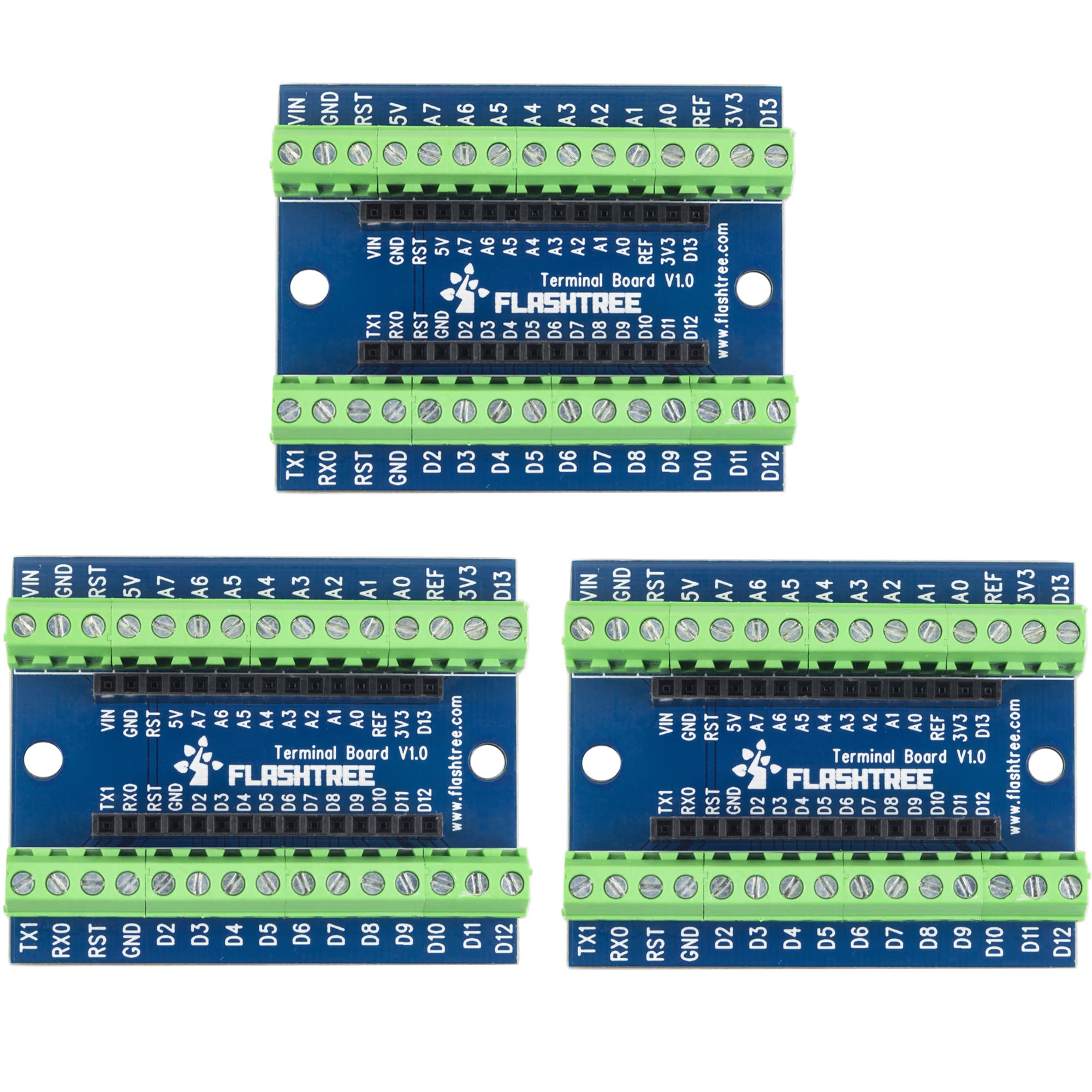 3pcs for Nano Breakout Board Terminal 3.81mm / 0.15" Expansion Shield for Arduino Nano V3.0 AVR ATMEGA328P Module (Blue)