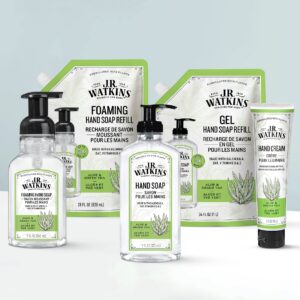 J.R. Watkins Gel Hand Soap Refill, Moisturizing Hand Wash, All Natural, Alcohol-Free, Cruelty-Free, USA Made, Aloe Green Tea, 34 Fl Oz, 3 Pack