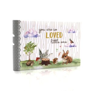 holoary you are so loved little one grandma's brag book, small baby photo album 4” x 6” 32 photos, woodland animals design