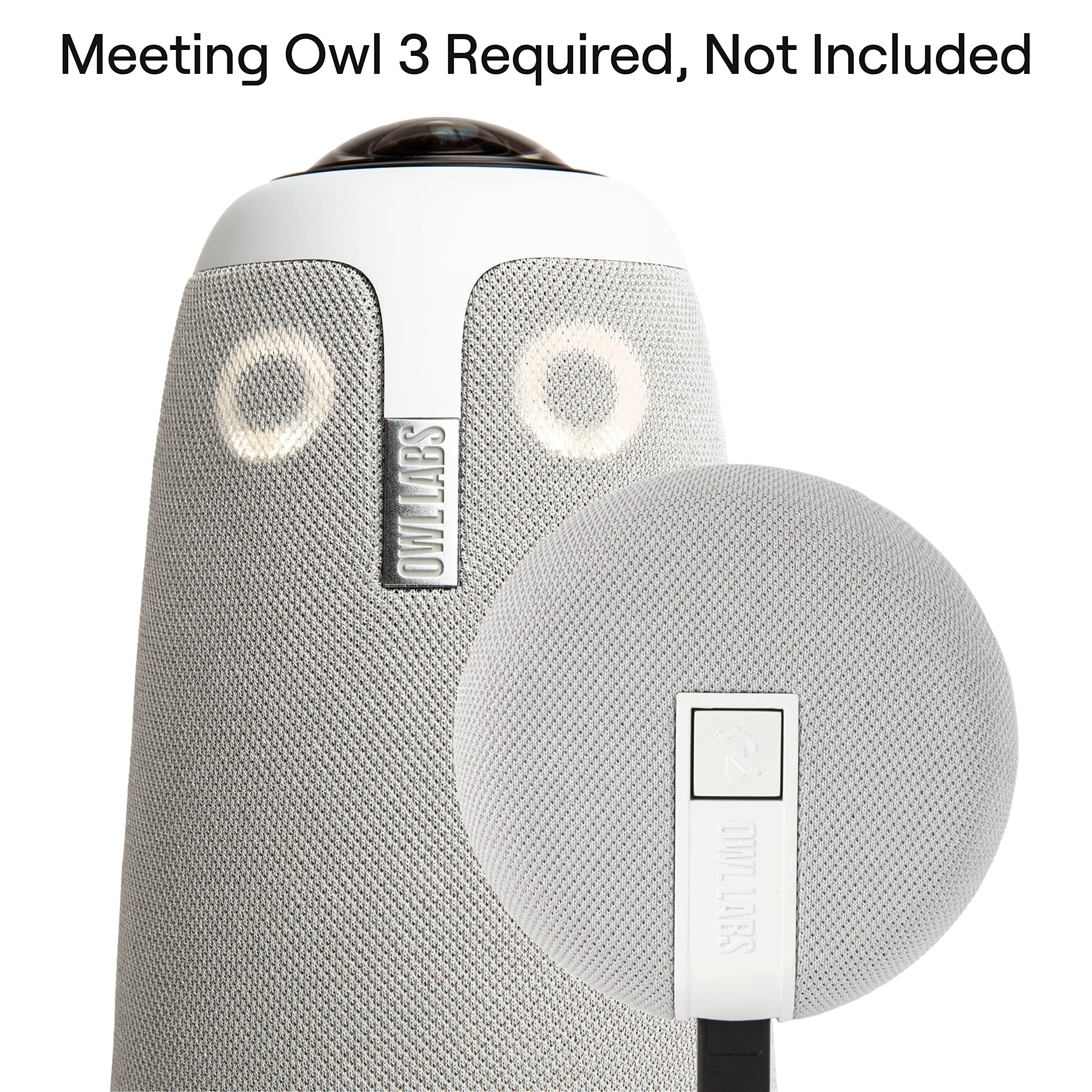 Owl Labs Expansion Mic for Meeting Owl 3 / Meeting Owl 4+: Extend Audio Reach in Larger Spaces by 8 feet (2.5 Meters) in The Direction of The mic., Gray