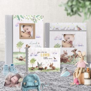 Holoary You Are So Loved Little One Grandma's Brag Book, Small Baby Photo Album 4” x 6” 32 Photos, Woodland Animals Design