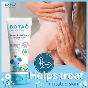 BOTAO Baby's Natural Diaper Cream | Organic Diaper Cream EWG Verified | Naturally Soothes Baby Rashes | Baby zinc Ointment Natural | For Sensitive Skin with Aloe Vera & Calendula, 2.5Oz