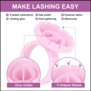 Burboeiy 100PCS Glue Rings Lash Rings for Glue Glue Rings for Eyelash Extensions Eyelash Glue Holder Lash Glue Rings Smart Glue Cups