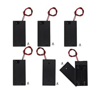 rhcxcytj 2 aa battery holder with switch，6pcs 2x 1.5v aa battery holder case with on/off switch and wire leads battery spring clip storage box