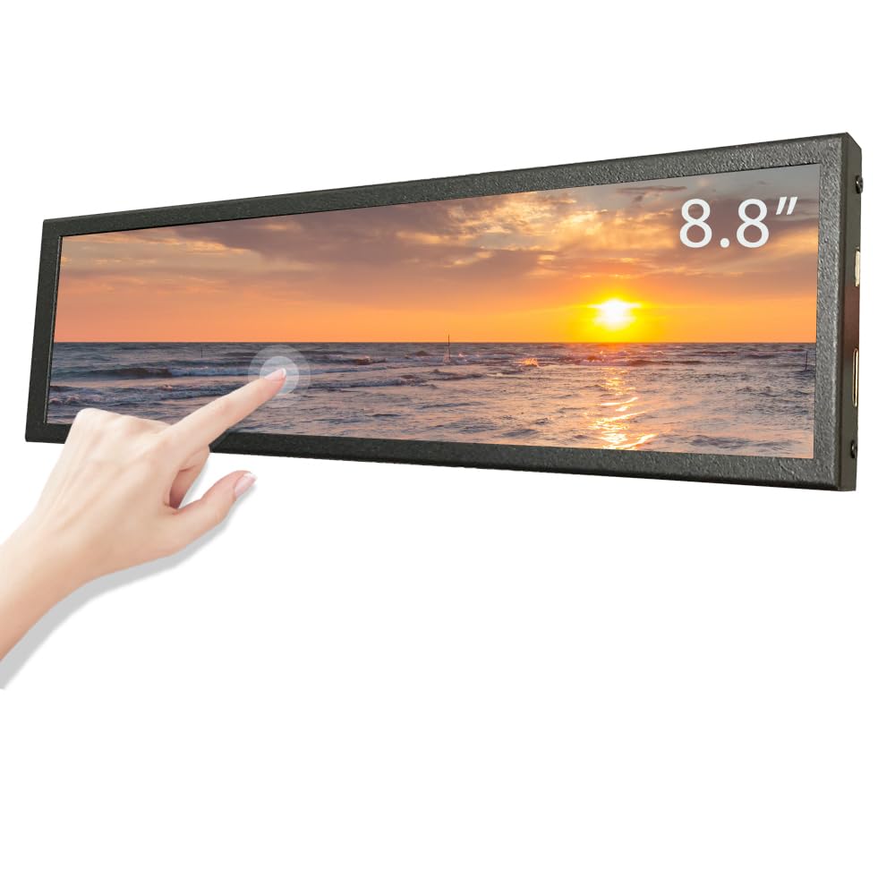 LESOWN 8.8 inch Wide Touch Screen Monitor LCD Display, 480x1920 LCD Monitor bar LCD Display Ultra Wide Screen Monitor for Windows Rpi4