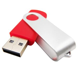 Swivel USB Flash Drives Memory Sticks Thumb Drive Pen jumpdrive U Disk for Pupil & Students (2GB Red with Type-C/OTG Converter)