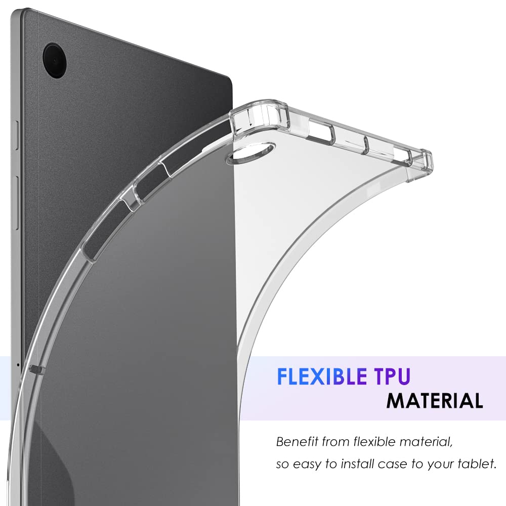 Case for Galaxy Tab A8 Case 2022, Clear Rubber Soft Skin Silicone Side Corner Protective Cover for Samsung Galaxy Tab A8 Case 10.5 inch 2022 Tablet (SM-X200/X205/X207) - Transparent