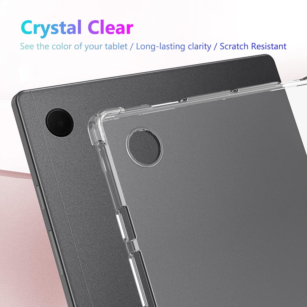 Case for Galaxy Tab A8 Case 2022, Clear Rubber Soft Skin Silicone Side Corner Protective Cover for Samsung Galaxy Tab A8 Case 10.5 inch 2022 Tablet (SM-X200/X205/X207) - Transparent