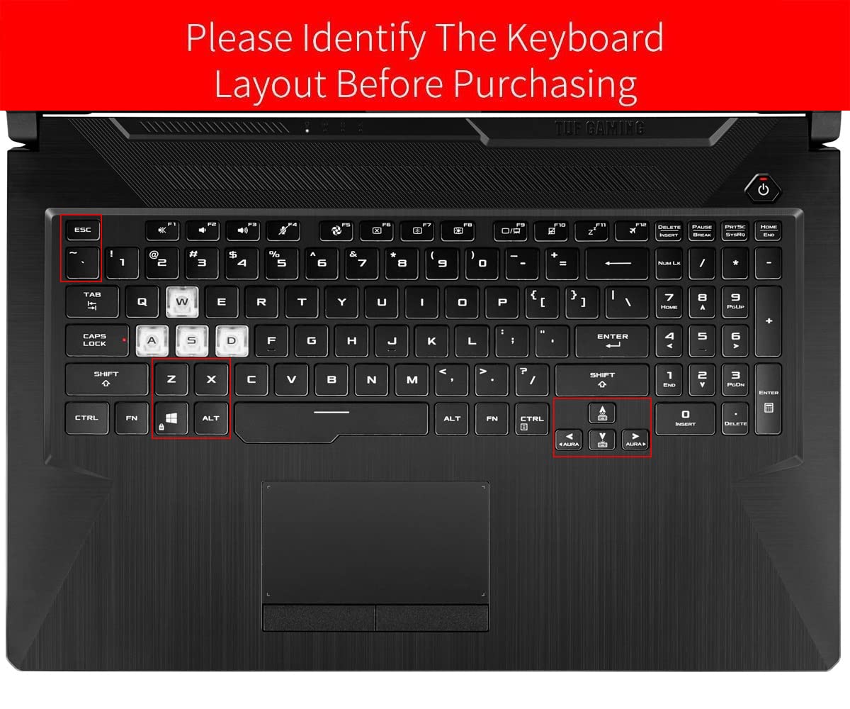 Keyboard Cover for ASUS TUF Gaming F15 FX506LH / TUF Gaming A15 TUF506IU-ES74 TUF506IV-AS76 FA506IH-AS53, ASUS TUF Gaming F17 A17 TUF706IU FX706LI-ES53 RS53 FX706HC FX706HE Laptop Keyboard Skin, Black