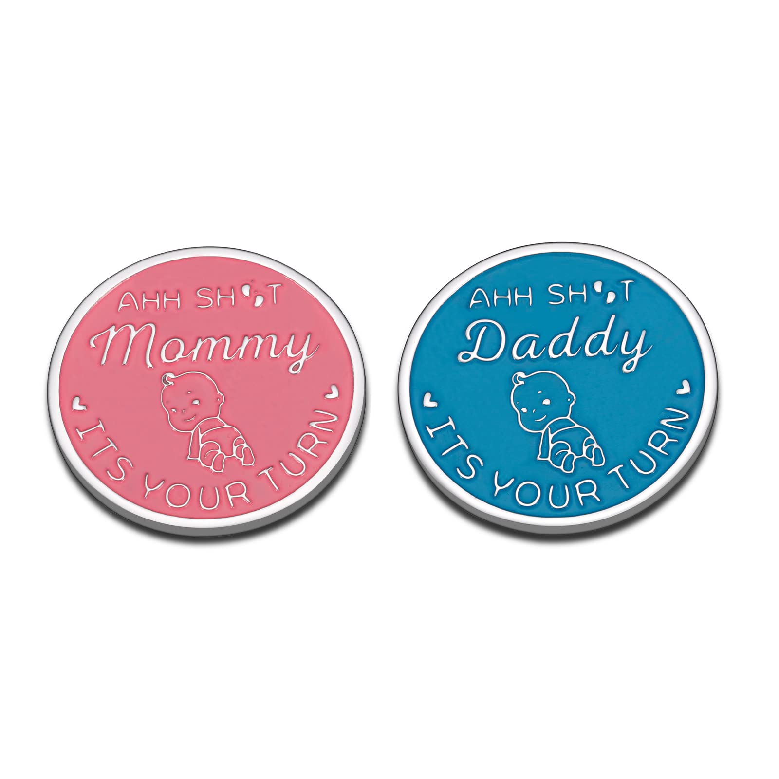 First Time Mothers Fathers Day Gifts for New Mom Dad Mommy Daddy New Parent Decision Coin for New Mom Dad New Baby Gifts for Friend Boss Coworker Birthday Gifts for Husband Wife One-Piece Double-sided