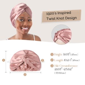 YANIBEST Satin Bonnet Silk Bonnet Sleep Cap for Women Hair Care Adjustable Knotted Turban Hat for Curly Natural Hair