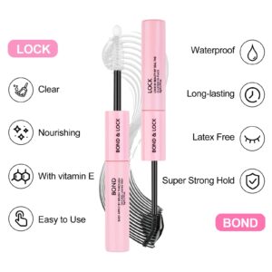 Fenshine Lash Bond and Seal, Cluster Eyelash Glue, Individual Cluster DIY Eyelash Extensions, Super Strong Hold Cluster Lash Adhesive, Waterproof, Latex Free, Mascara Wand Glue