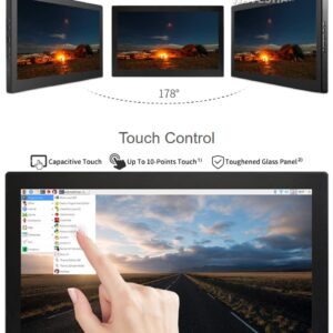 waveshare 13.3inch Capacitive Touch Screen LCD V2 with Case Compatible with Raspberry Pi 4B/3B+/3A+/2B/B+/A+/Zero/Zero W/WH/Zero 2W CM3+/4 1920×1080 Resolution HDMI IPS Supports Jetson Nano/Windows