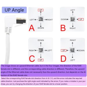 RHCXCYTJ Cat6 Ethernet Cable 90 Degree Downward Right Angle, Cat 6 Right Angle Ethernet Cable for PC,Router,Modem,Printer,TV Box,24 AWG FTP Cat6 Network Cable White (UP Angle, 3.3 FT)