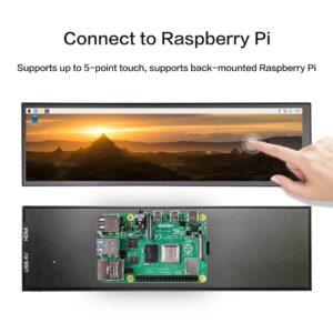 LESOWN 8.8 inch Wide Touch Screen Monitor LCD Display, 480x1920 LCD Monitor bar LCD Display Ultra Wide Screen Monitor for Windows Rpi4