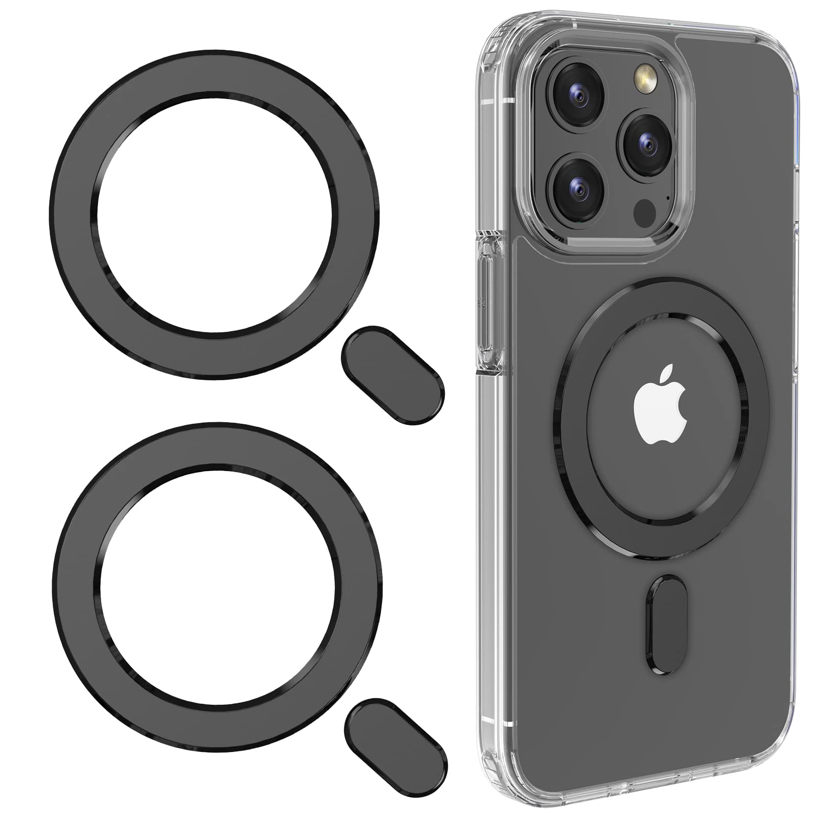 LDSXAY Universal MagSafe Ring, 2 PCS Magnet Sticker Magnetic Adapter Ring Compatible with Magsafe Accessories & Wireless Charging for iPhone 16/15/14/13/12/11 Pro Max Mini, Galaxy S24/S23/S22 (Black)