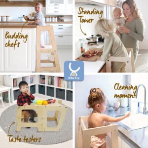 XIHAToy Standing Tower for Kids Kitchen Tower for Toddlers Child Stool Helper Folded Step-Up Toddler Helper (Natural)