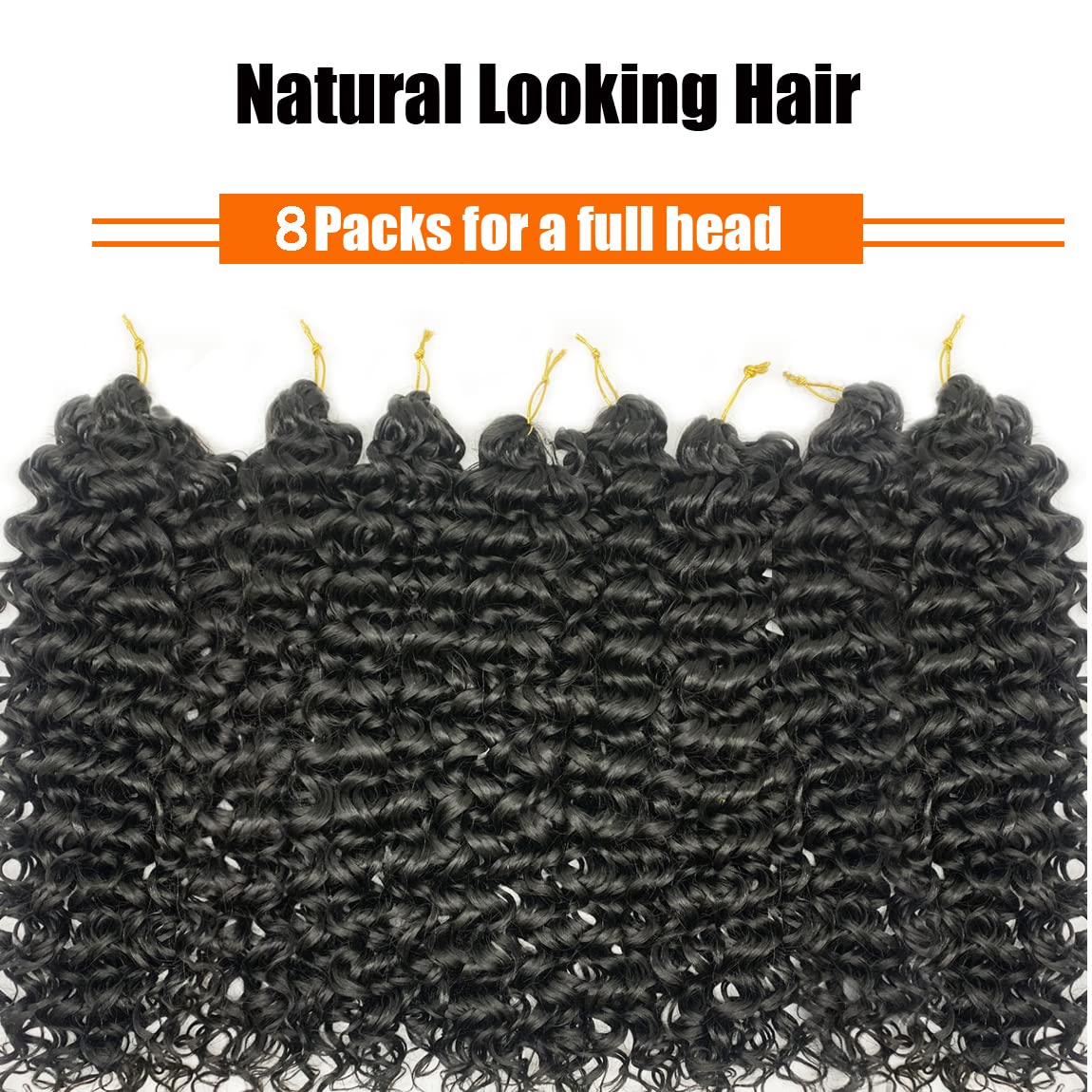 ENBEAUTIFUL 18 Inch 8 Packs Curly Crochet Hair Beach Curl Water Wave Crochet Hair Deep Wave Wavy Braids Curly Crochet Hair For Black Women(18inch, 8packs, 1b)